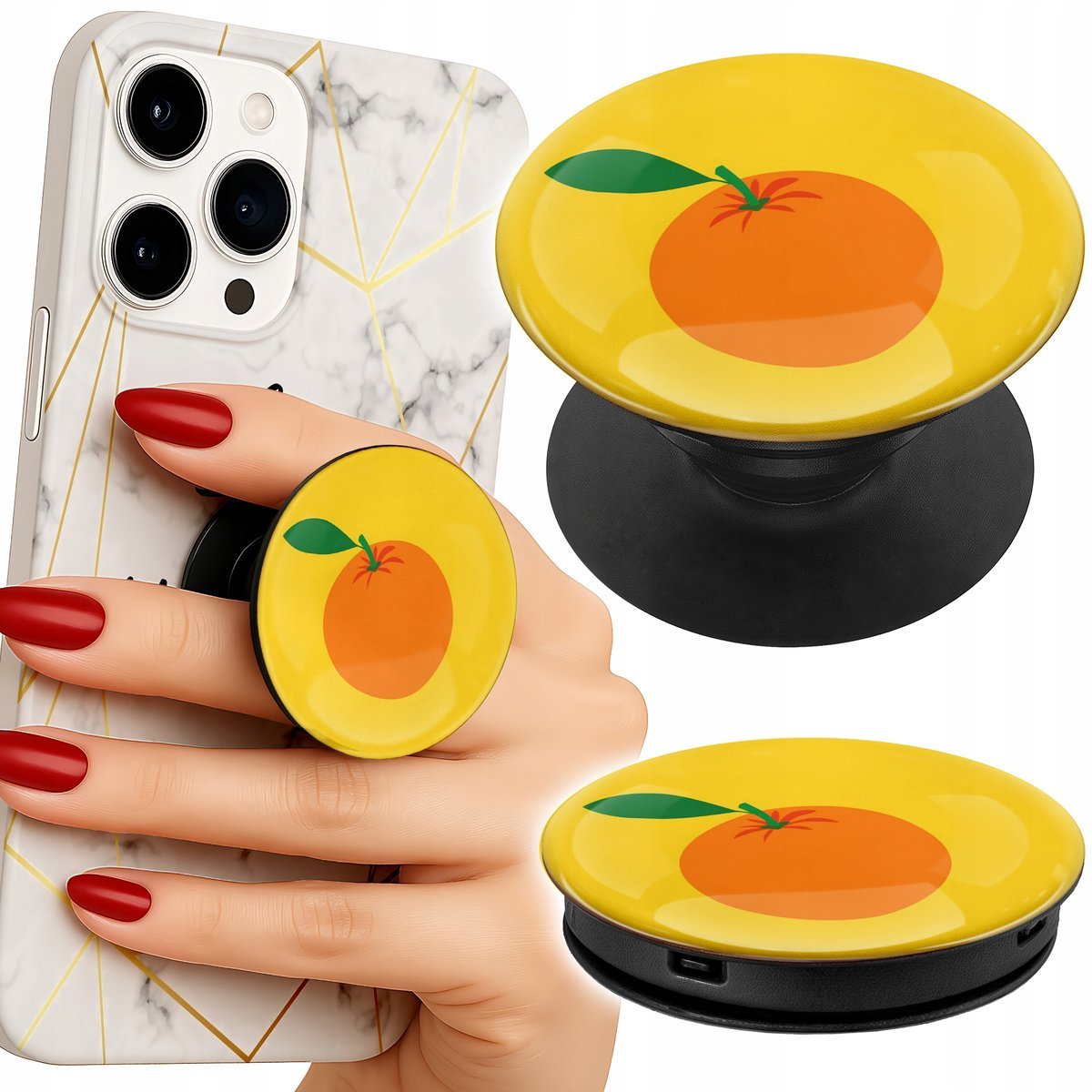 Uchwyt do telefonu Popsocket na palce/stojak POMARAŃCZA OWOC