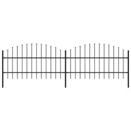 Ogrodzenia - vidaxl Panele ogrodzeniowe z grotami, stal, (0,75-1) x 3,4 m, czarne - miniaturka - grafika 1