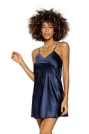Bielizna nocna - Satynowa koszulka Karen ciemnoniebieska XXL - Pudełko podarunkowe - miniaturka - grafika 1