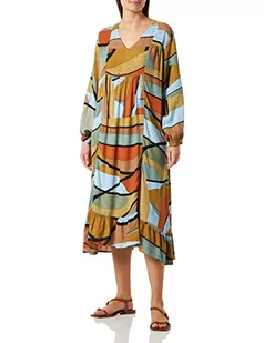 Unmade Copenhagen Damska sukienka LimonUM z nadrukiem, brązowa/zielona/niebieska/czarna, M - Sukienki - miniaturka - grafika 1