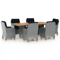 Meble ogrodowe - vidaXL 7-cz. zestaw mebli ogrodowych, poduszki, rattan PE, jasnoszary 3060174 - miniaturka - grafika 1