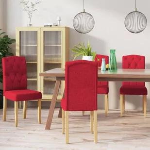 vidaXL Krzesła stołowe, 4 szt., winna czerwień, tapicerowane tkaniną - Krzesła - miniaturka - grafika 1