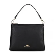 Torebki damskie - Damska crossbody trójkomorowa ze skóry groszkowej czarna - miniaturka - grafika 1