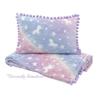 Koce i narzuty dla dzieci - Komplet MINKY Koc 135x150 + Poduszka 33x50 jednorożce świecące w ciemności Minky Kids Line - miniaturka - grafika 1