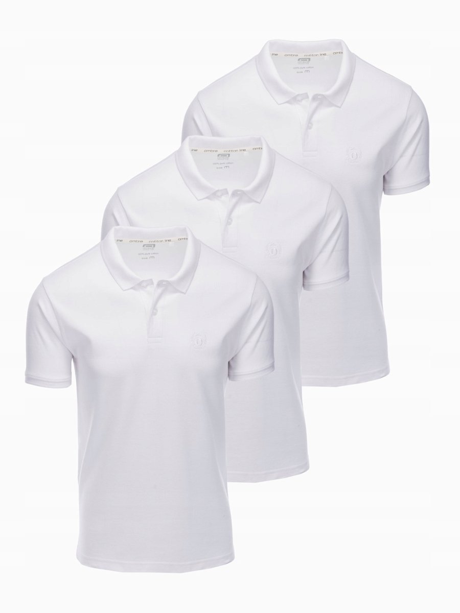 Zestaw koszulek męskich polo z dzianiny pique 3-pak biały V9 Z28 XL
