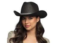 Dodatki do strojów karnawałowych - Kapelusz kowbojski z cyrkoniami czarny - 1 szt. - miniaturka - grafika 1