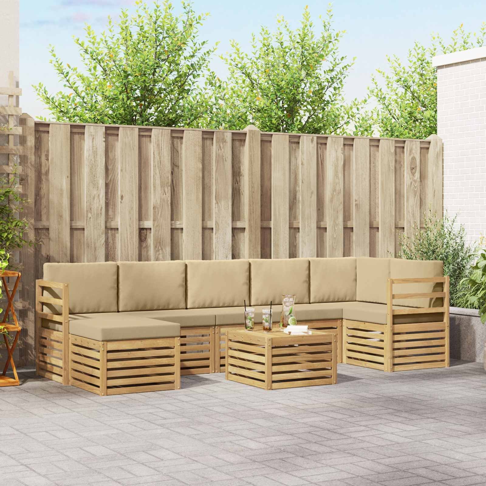 vidaXL Zestaw sof na zewnątrz 8 pcs Biały i Beżowy 59 x 59 x 37 cm