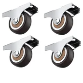 Zawiasy, okucia i inne akcesoria - Zestaw 4 małych 32-milimetrowych nieobrotowych kółek meblowych, miniaturowe stałe kółka z miękkiej gumy do mebli, nośność całkowita 45 kg, do urządzeń - miniaturka - grafika 1