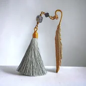 Zakładki do książek - Zakładka PREMIUM : z koniczynką : szarość i złoto - miniaturka - grafika 1