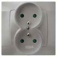 Gniazdka elektryczne - Ospel Karo (srebrny) - gniazdo Podwójne (+0) z przesłonami GP-2SZP/43 - miniaturka - grafika 1