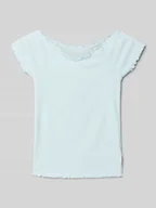 Koszulki dla dziewczynek - T-shirt o kroju slim fit z dekoltem carmen - miniaturka - grafika 1