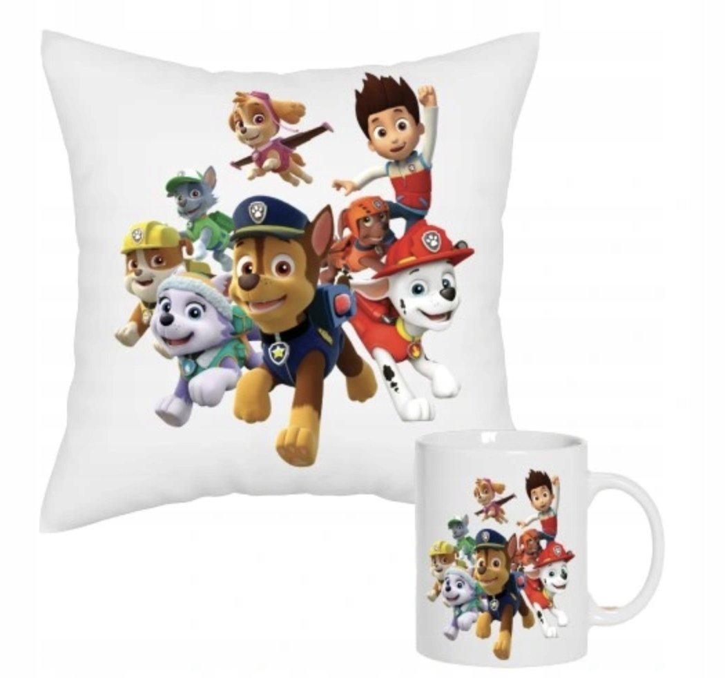 ZESTAW PODUSZKA + KUBEK Prezent PSI PATROL SKY SKYE CHASE + IMIĘ 28