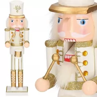 Ozdoby bożonarodzeniowe - Dziadek do orzechów 38 cm z bębenkiem, ozdoba świąteczna, figurka drewniany żołnierzyk biały - miniaturka - grafika 1
