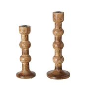 Świeczniki - Drewniane świeczniki rzeźbione BUBBLES, 2 sztuki - miniaturka - grafika 1