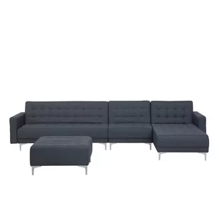 Beliani Sofa modułowa rozkładana ciemnoszara lewostronna otomana ABERDEEN - Sofy i kanapy - miniaturka - grafika 1