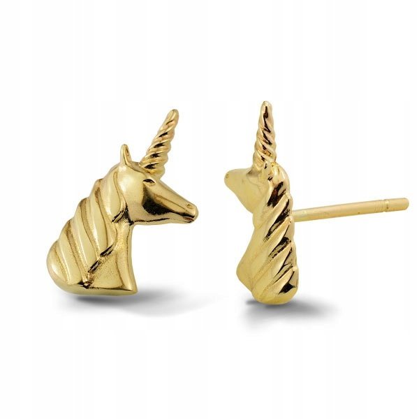 Konik Jednorożec kolczyki pozłacane AG 925