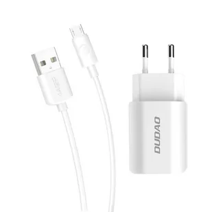 Dudao ładowarka sieciowa EU 2x USB 5V/2.4A + kabel micro USB biały (A2EU + Micro white) - Ładowarki do telefonów - miniaturka - grafika 2