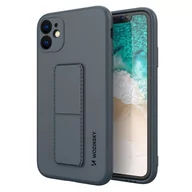 Etui i futerały do telefonów - Wozinsky Kickstand Case elastyczne silikonowe etui z podstawką iPhone 12 granatowy - miniaturka - grafika 1