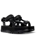 Sandały damskie - Camper Skórzane sandały w kolorze czarnym na obcasie - miniaturka - grafika 1