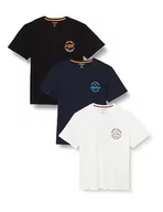 Koszulki męskie - JACK&JONES PLUS T-shirty męskie, Czarny/opakowanie: mały czarny + biały + granatowy, 5XL - miniaturka - grafika 1
