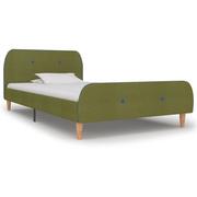 Łóżka - vidaXL Rama łóżka, zielona, tapicerowana tkaniną, 90 x 200 cm - miniaturka - grafika 1