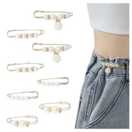 Broszki - Broszka Złota Zestaw 8 Sztuk z Koralikami Ozdobna Agrafka Lekka Elegancka - miniaturka - grafika 1