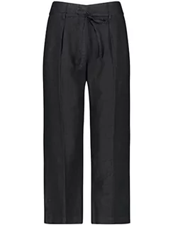 Spodnie damskie - Taifun Damskie spodnie palazzo ze zrównoważonego rozwoju EcoVero Vissoe Marlene/Culotte spodnie rekreacyjne długie spodnie palazzo ze wzorem, regularna długość, czarny, 42 Kr�tki - grafika 1