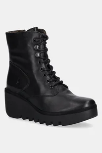 Fly London workery skórzane BIRR534FLY damskie kolor czarny na koturnie P501534000 - Botki damskie - miniaturka - grafika 1