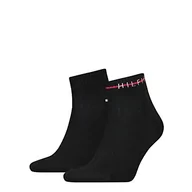 Skarpetki męskie - Tommy Hilfiger Męskie TH Men 2P CF2Y Quarter, czarne, 39/42, czarny, 39-42 EU - miniaturka - grafika 1
