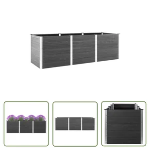 The Living Store Podwyższona donica ogrodowa - szara - 300 x 50 x 91 cm - WPC - Donica Ogrodowa - Donice - miniaturka - grafika 1