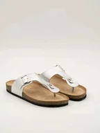 Klapki i japonki damskie - Bellucci Japonki w kolorze srebrnym - miniaturka - grafika 1