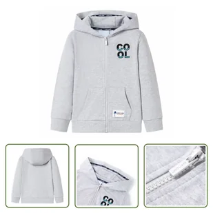 Bluza dziecięca z kapturem i suwakiem - szara - 128 - Bluza Dziecięca - Bluzy dla dziewczynek - miniaturka - grafika 1