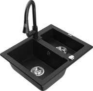 Zlewozmywaki z baterią - Mexen Carlos zlewozmywak granitowy 1,5-komorowy z baterią kuchenną Elia, czarny - 6518-77-670101-70 - miniaturka - grafika 1