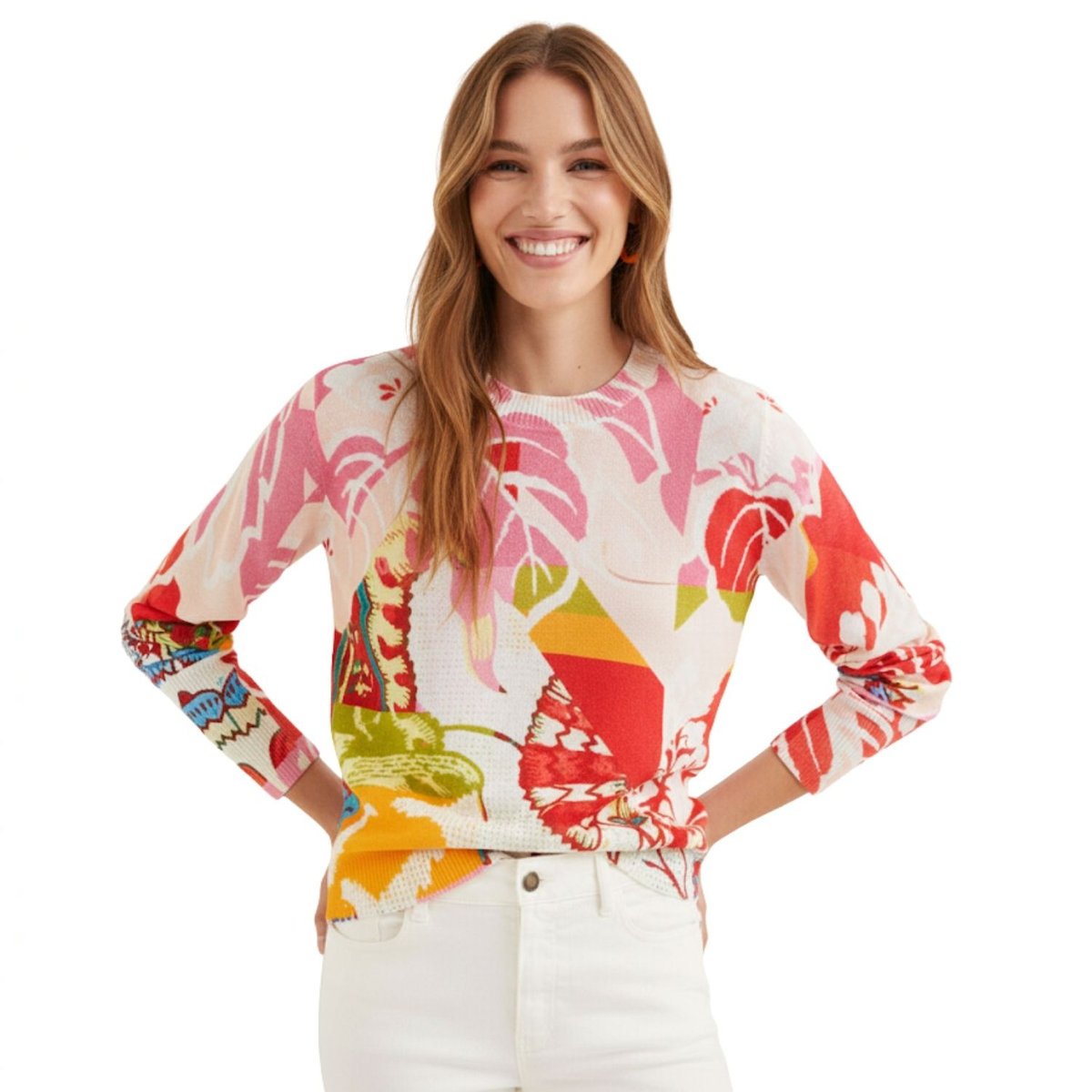 Sweter damski Desigual La Rochelle patelowy -L