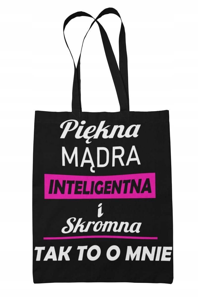 Torba Shopper-Materiałowa-Na Ramie- Śmieszny Napis