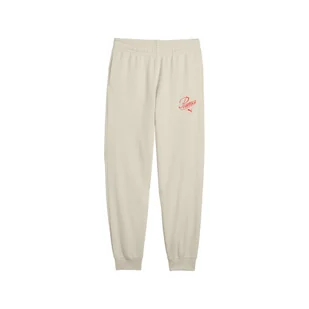 Młodzieżowe spodnie dresowe Essentials Script PUMA Alpine Snow White - Odzież sportowa dziecięca - miniaturka - grafika 1