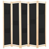 Parawany - Parawan 5-panelowy, czarny, 200 x 170 x 4 cm, tkanina - miniaturka - grafika 1