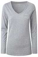 Koszulki i topy damskie - Pepe Jeans Damska koszulka Corine L/S, 933grey Marl, S - miniaturka - grafika 1