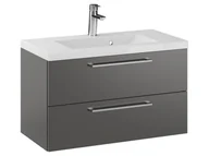 Szafki łazienkowe - Szafka Wisząca Z Umywalką RON 80 cm - Titan Mat - Uchwyty Chromowane - miniaturka - grafika 1