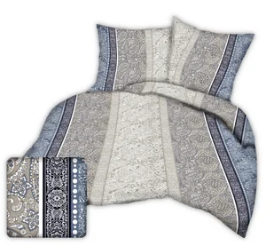 Pościel z kory 160x200 granatowa biała beżowa paisley ornamenty - Pościel - miniaturka - grafika 1