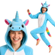 Stroje karnawałowe - Piżama Onesie Kigurumi Kostium Lazurowy Jednorożec M: 155-165cm - miniaturka - grafika 1