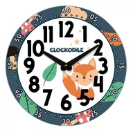 Zegary - CLOCKODILE Dziecięcy zegar ścienny niebieski z lisem ⌀25cm - miniaturka - grafika 1