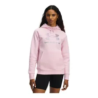 Bluzy damskie - Bluza damska Under Armour Rival Fleece Shimmer Hoodie Prime Pink M - miniaturka - grafika 1