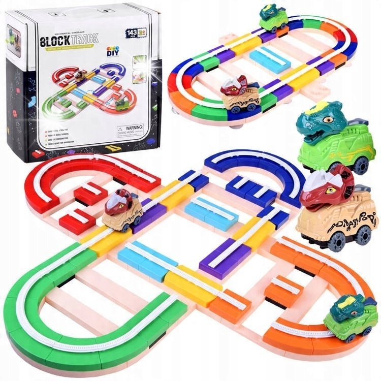 Zbuduj tor samochodowy auto dinozaur 143ele ZA4195