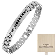 Bransolety męskie - Bransoletka męska stalowa Z GRAWEREM elegancka sta - miniaturka - grafika 1