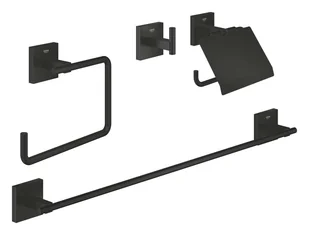 Grohe QuickFix Start Cube - Zestaw akcesoriów łazienkowych 4 w 1, czarny mat 411152430 - Wieszaki łazienkowe - miniaturka - grafika 1