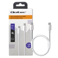 Kable komputerowe i do monitorów - QOLTEC 52360 USB 2.0 type C Cable USB 2.0 type C 60W QC 3.0 PD 1.5m White - miniaturka - grafika 1