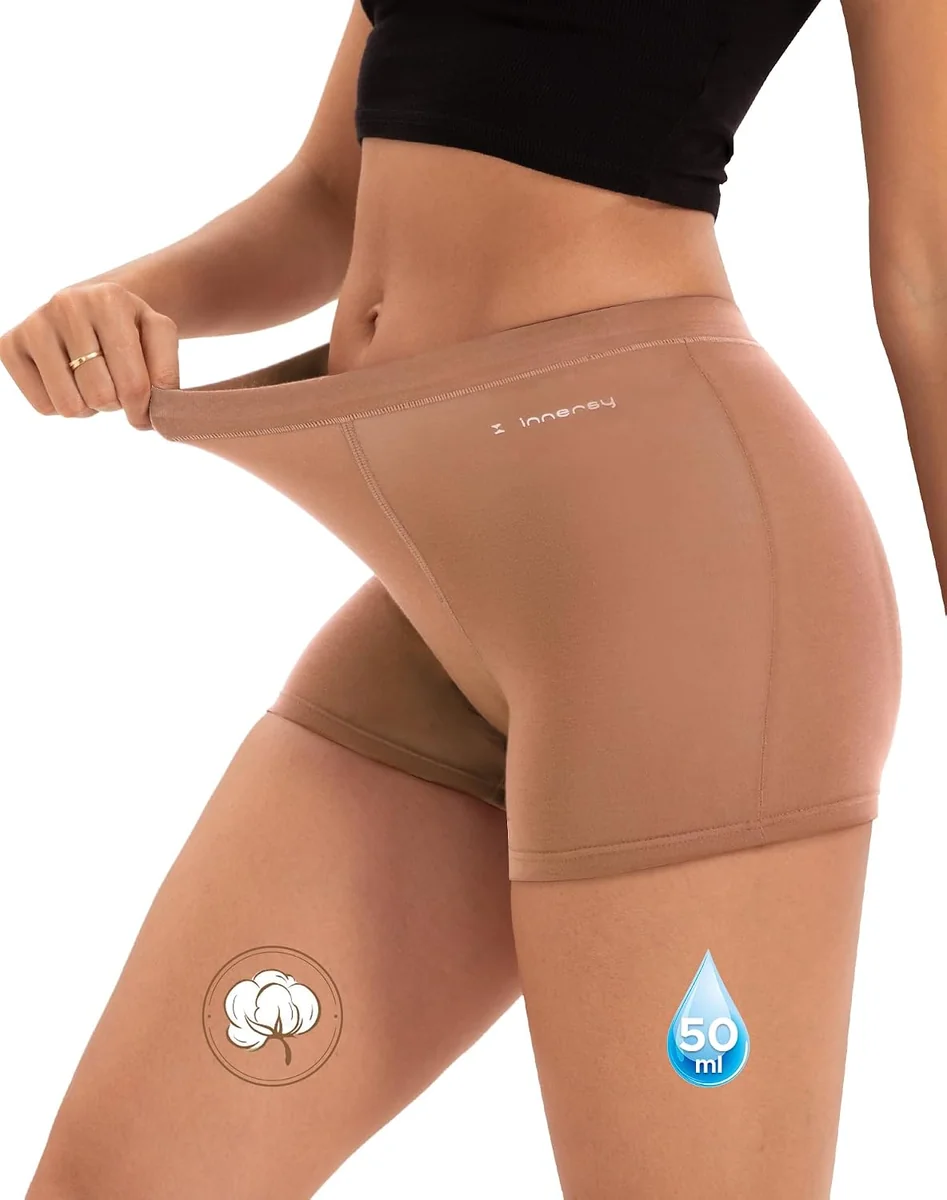 Majtki menstruacyjne damskie wysokie w pasie brązowe rozmiar 36