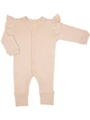 Pajacyki dla niemowląt - Niemowlęcy pajacyk bawełniany beżowy Nicol r.80 - miniaturka - grafika 1