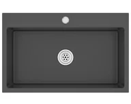 Zlewozmywaki - Czarny głęboki zlewozmywak ze stali nierdzewnej S5-C75 - miniaturka - grafika 1